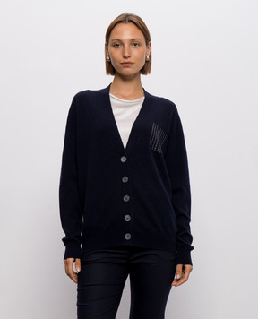 Peserico Blue cardigan made of wool, silk and cashmere A99207F12A9283