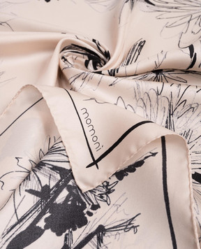Momoni Beige printed silk scarf MOSC001MO52A