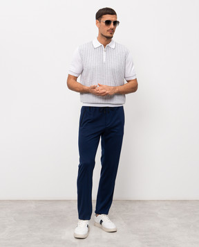 Stefano Ricci White polo shirt with patterned silk K616463P31F26225