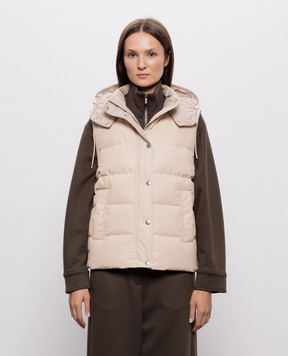 Peserico Beige down vest with monil chain A0347103182
