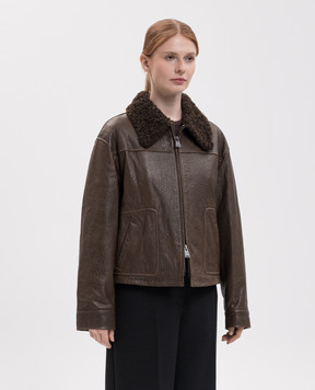 Simkhai Mel brown leather jacket with fur 5266020DL