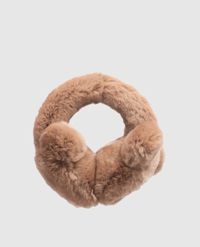 Yves Salomon Enfant Children's brown rabbit fur headphones 27WEA310XXREXX