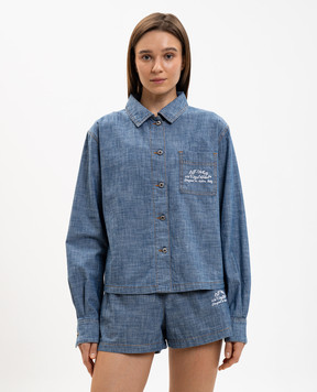 Off-White Blue denim shirt with logo embroidery 2YD013S26DEN001