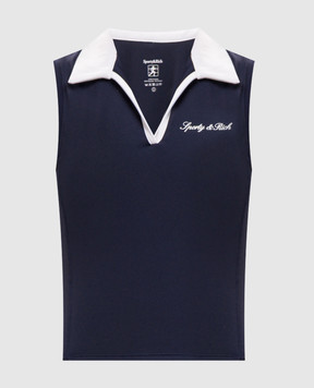 Sporty & Rich Blue top with polo collar TO02475326BL107
