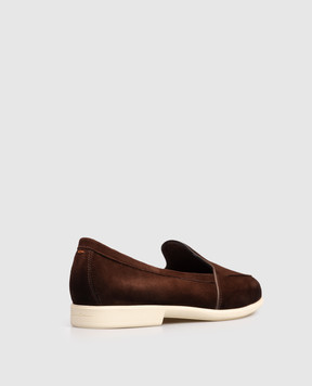 Santoni Brown suede loafers with a degraded effect WULB72051AS1SAEA