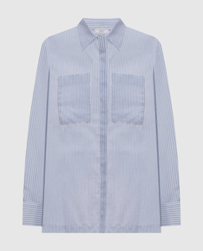 Peserico Blue striped silk shirt with monil chain A0639900679