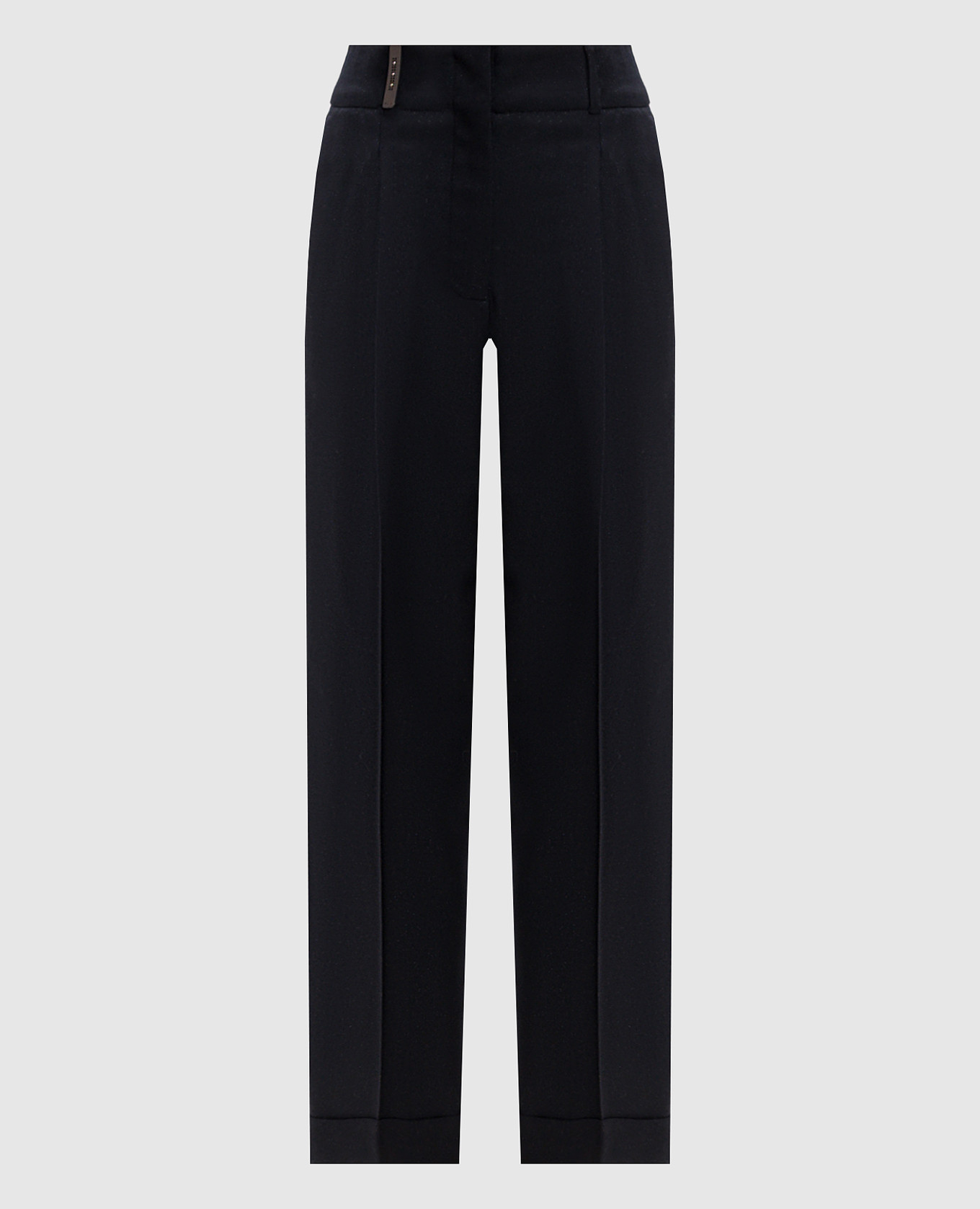 Blue wool trousers with lapels