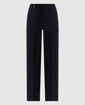 Peserico Blue wool trousers with lapels A0408203359