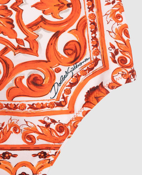 Dolce&Gabbana Children's swimsuit with Majolica print and ruffles L2J873ON0GU