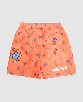 Sprayground Children's orange swim shorts with branded print SPY1478ORNG