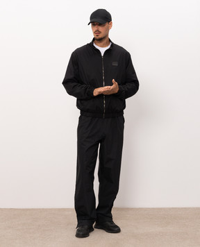 Dolce&Gabbana Black windbreaker with logo patch G9AOFTGK543