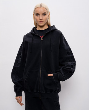 Vetements Black sports jacket with branded embroidery ME76ZU169Bw