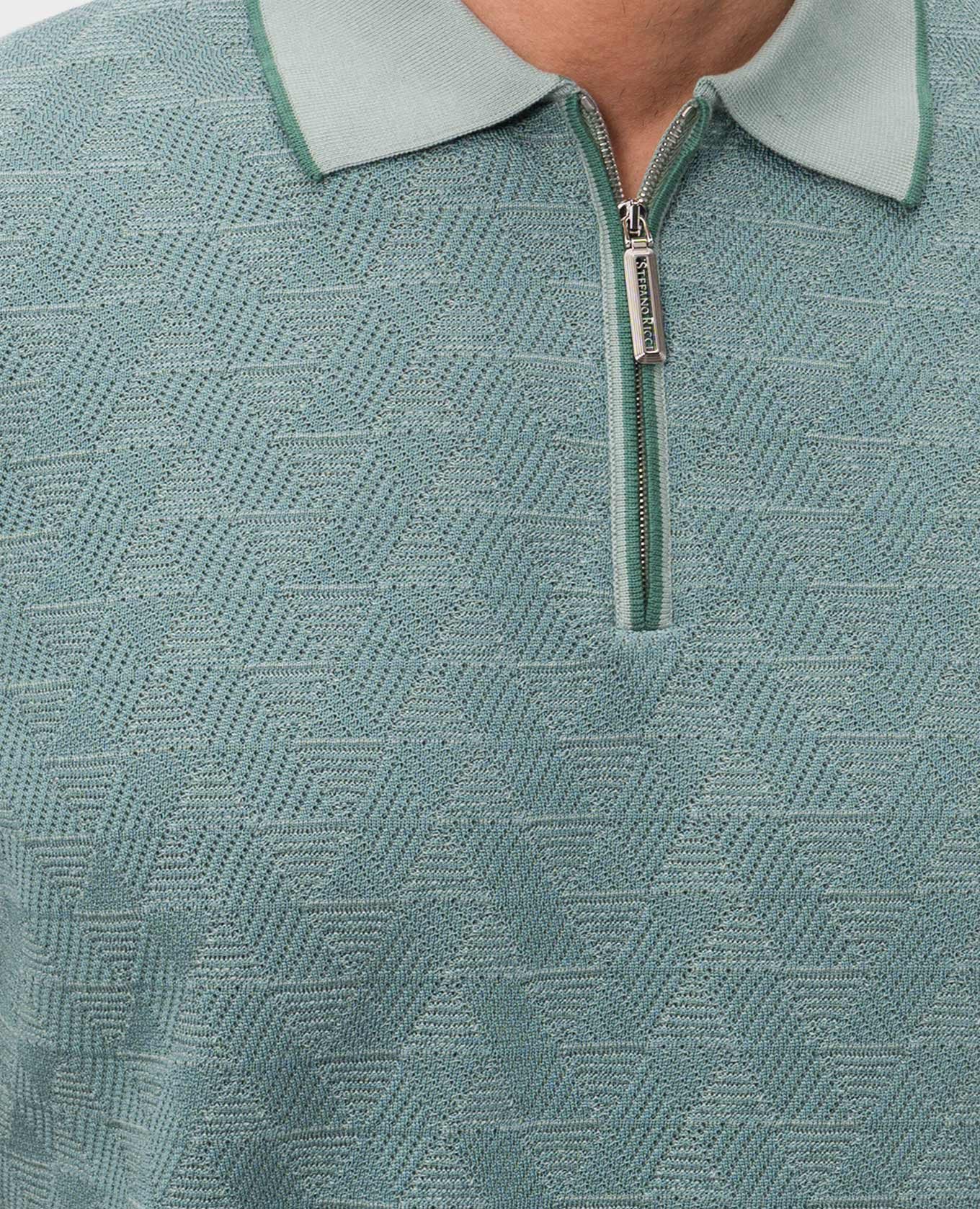 Green silk polo with zipper Stefano Ricci 5