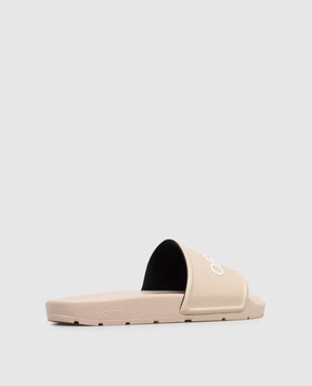 Off-White Beige sliders with textured logo OMIU002S26MAT002