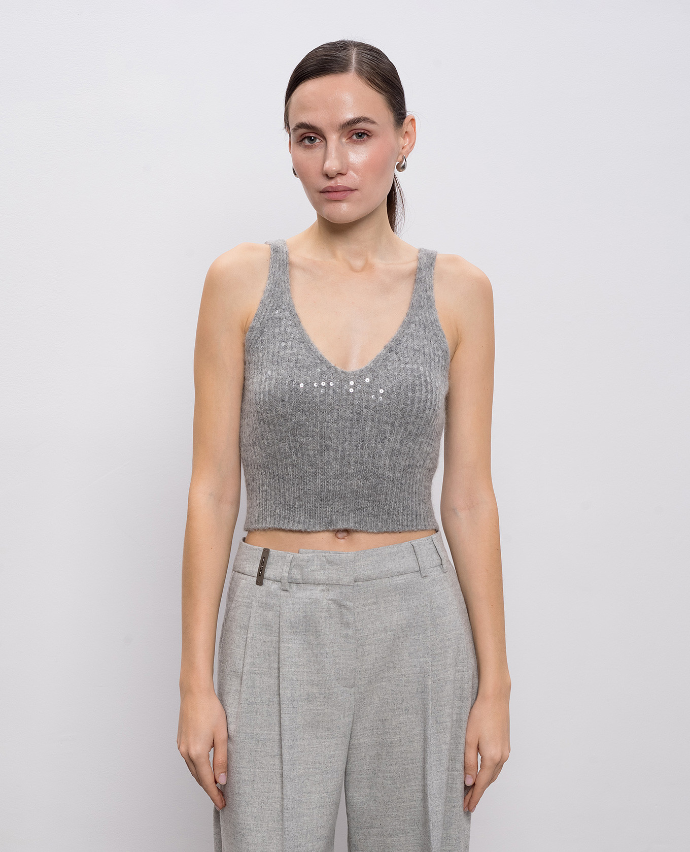

Gray alpaca wool top Peserico, Grey