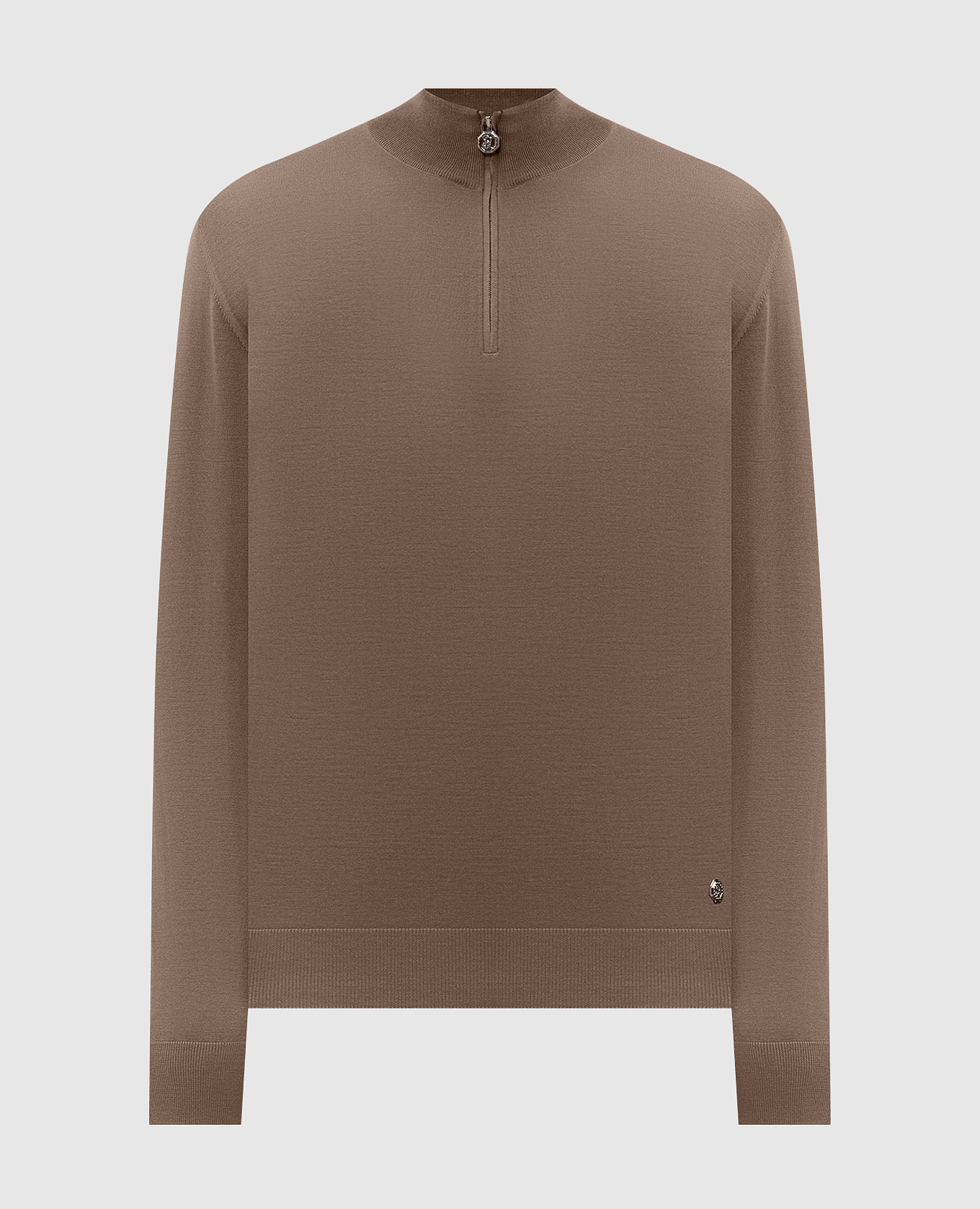 Brown wool jumper with zipper