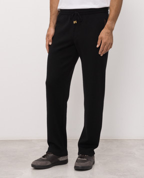 Stefano Ricci Black sweatpants with crocodile leather inserts K606437T14F26323