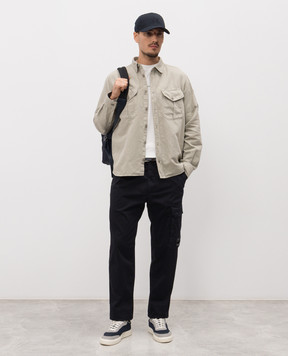 C.P. Company Gray linen shirt with patch MSH082A110626G