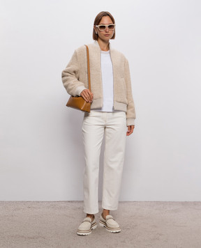 Peserico White T-shirt with a monil chain A06868J0B0079