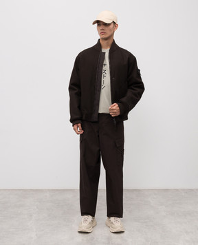 Stone Island Brown bomber jacket with wool K2S154100102S0F18