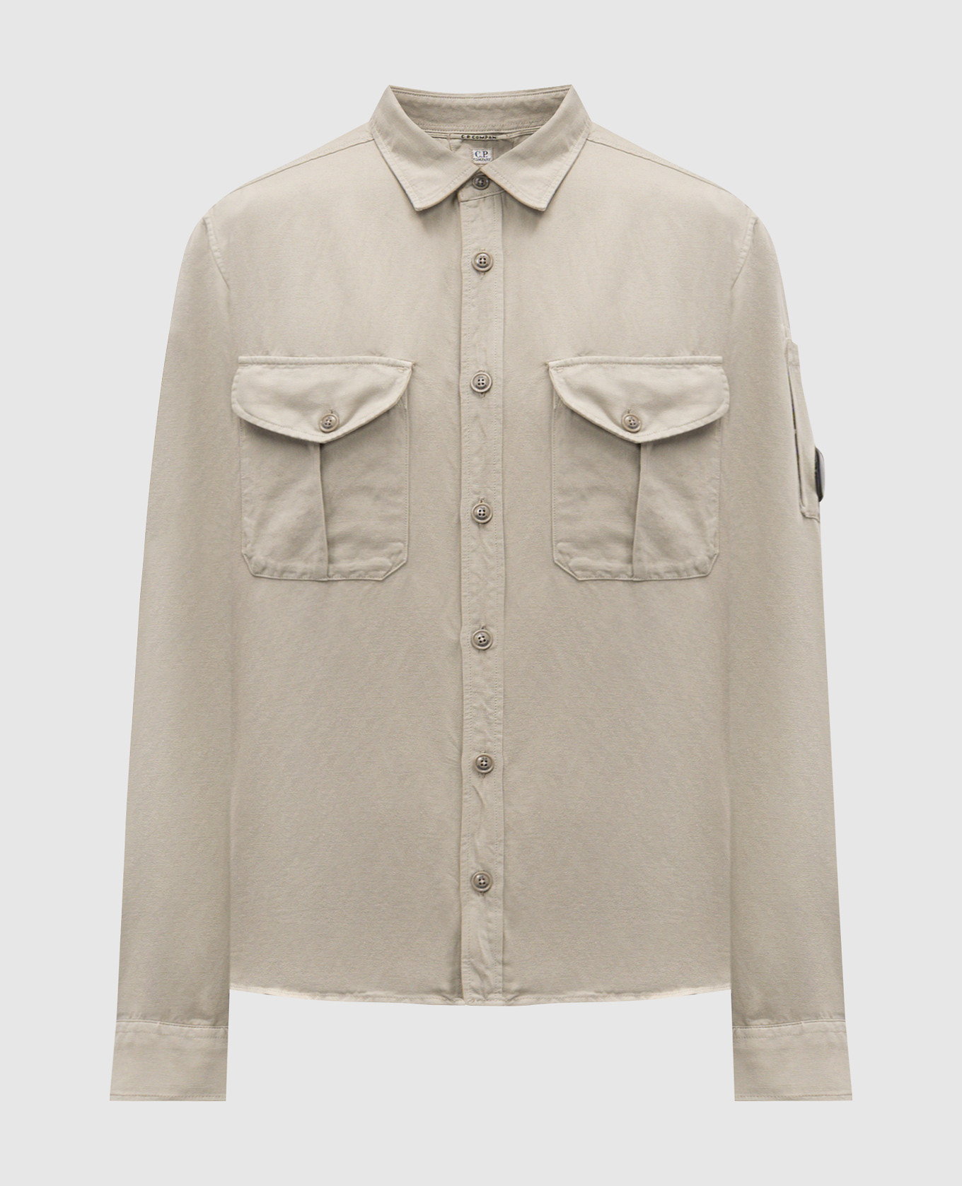 

Gray linen shirt with patch C.P. Company, Grey