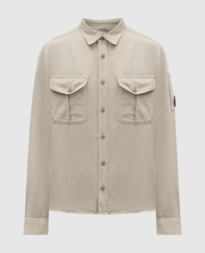 C.P. Company Gray linen shirt with patch MSH082A110626G