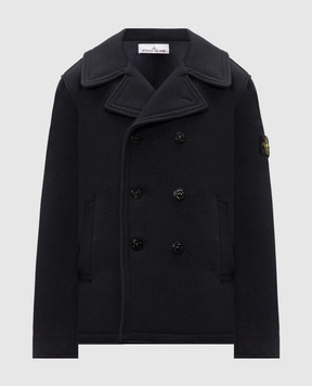 Stone Island Navy double-breasted wool and cashmere coat L2S154100040S0453