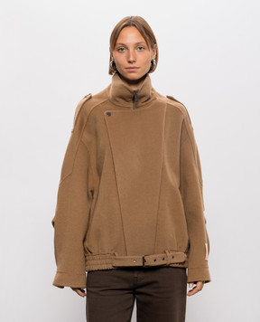 Solotre Brown wool and cashmere biker jacket M1AC0010