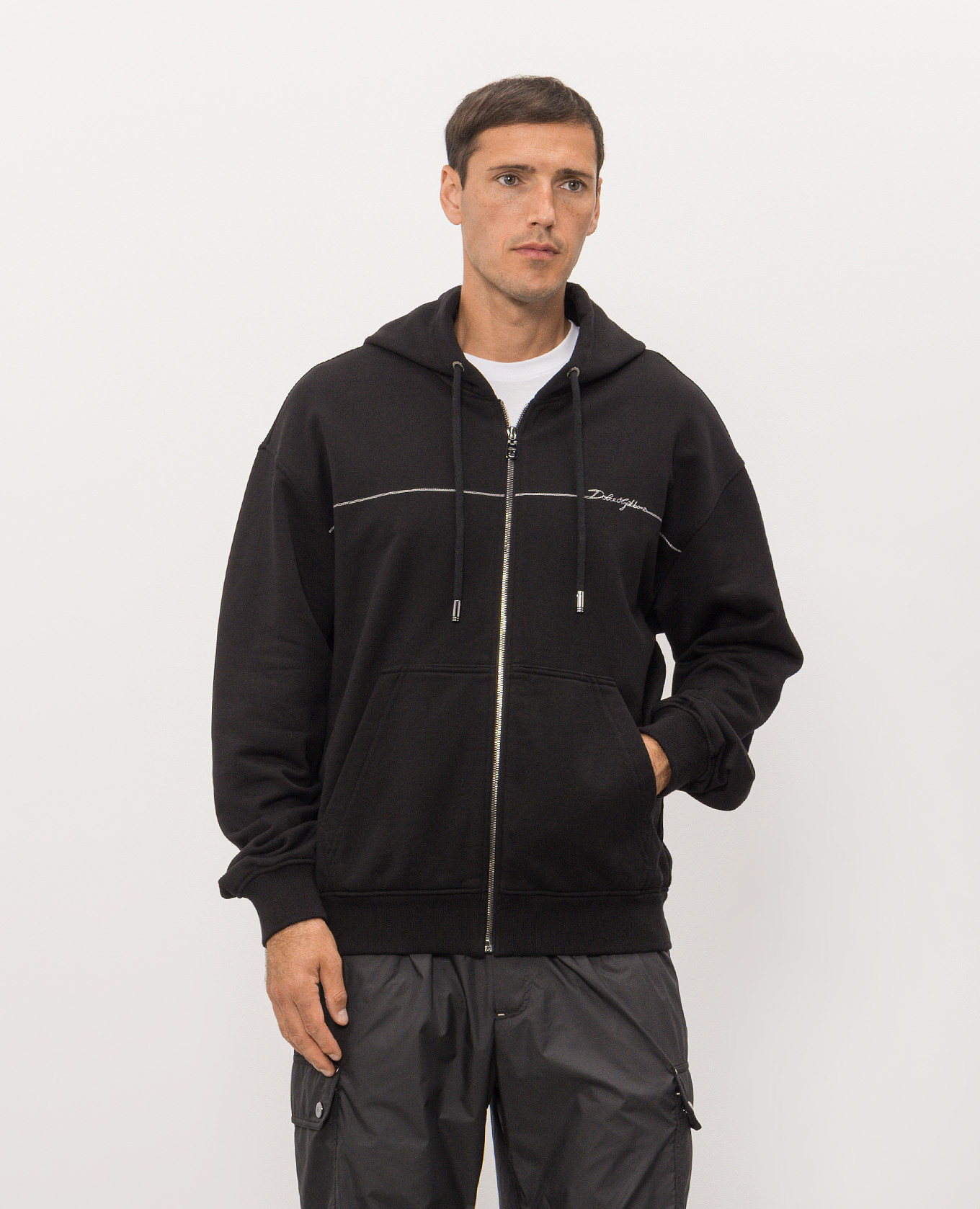 Black sports jacket with contrast logo embroidery Dolce&Gabbana 3