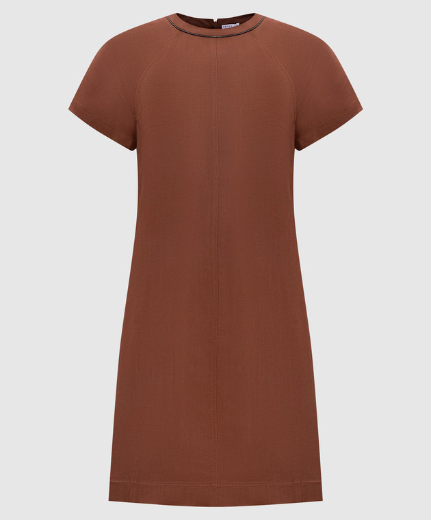 linen mini dress brown Olive Polka Dot Mini Dress Large main image 0