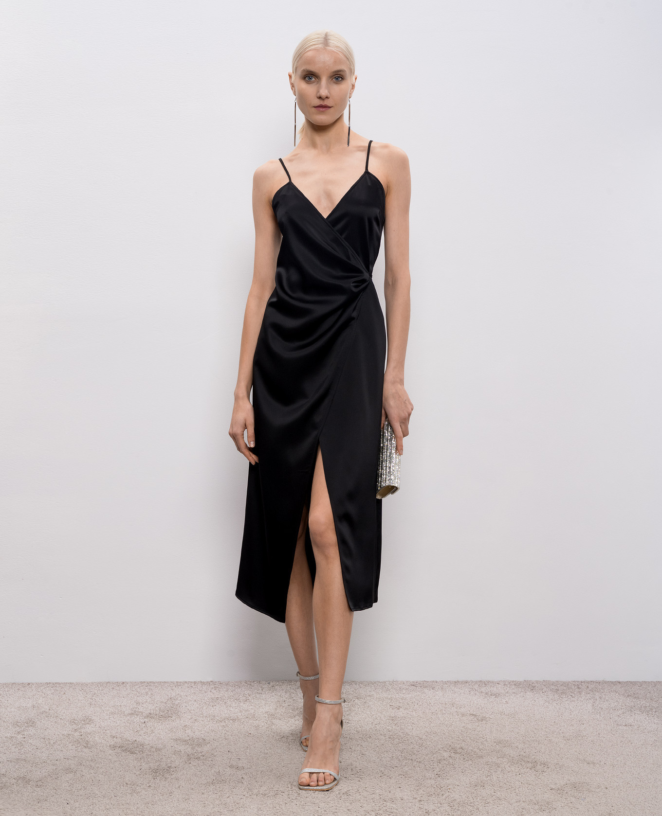 

Black midi dress Apron with a smell SSHEENA