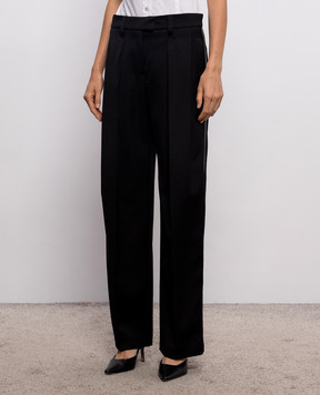 Brunello Cucinelli Black wool pants with monil chain MD001P9350