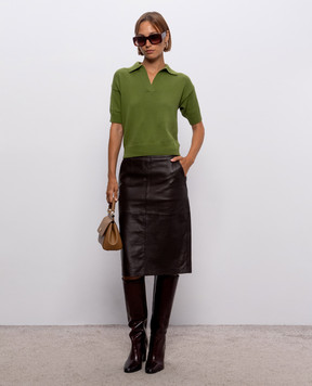 Max Mara Brown leather skirt TIMORE MSTTIMORE