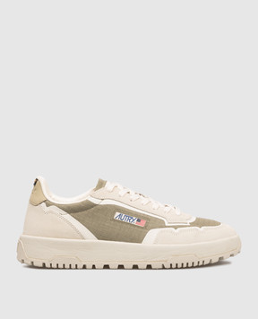 AUTRY Khaki logo combination sneakers A1UNLDLMCO03