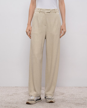 Brunello Cucinelli Beige pants with lurex MP930SN999
