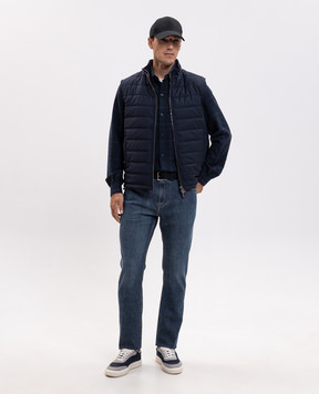 ISAIA Blue wool and cashmere check shirt OSH0092116A