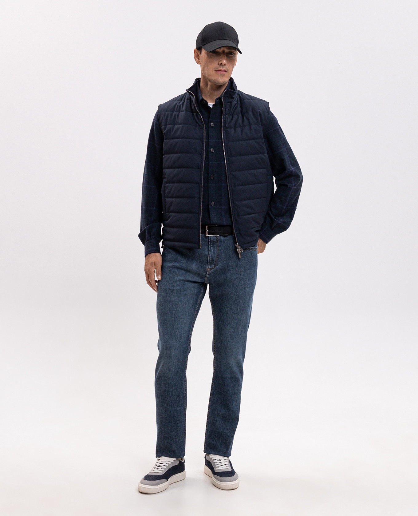 Blue wool and cashmere check shirt ISAIA 2