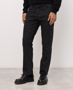 Scissor Scriptor Black jeans with logo patch COSTANTINOT402765