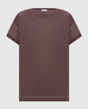 Brunello Cucinelli Purple cashmere and silk lurex t-shirt M41810000P
