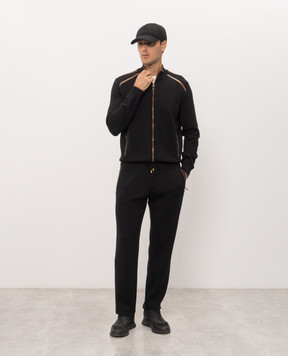 Stefano Ricci Black tracksuit with crocodile leather inserts K606437B50F26323T14F