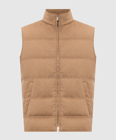 Brown cashmere down vest