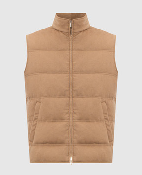 Enrico Mandelli Brown cashmere down vest 4T772A4816