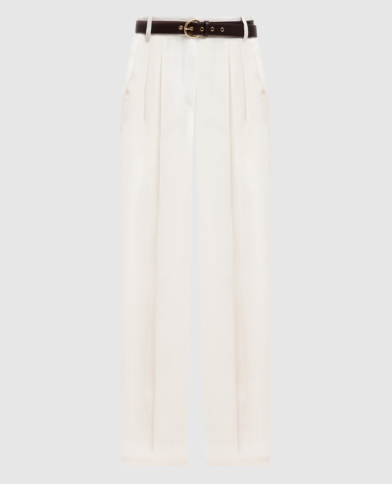 

SUMERO white linen pants with belt Max Mara