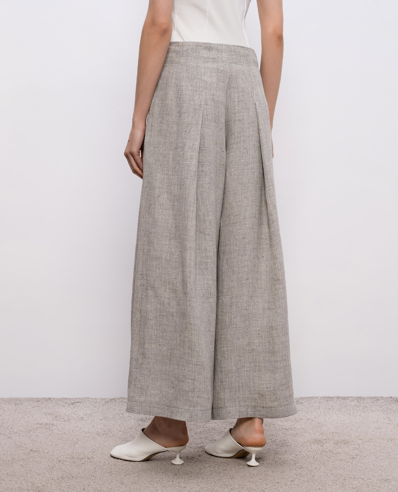 Gray linen palazzo pants Intoca 4