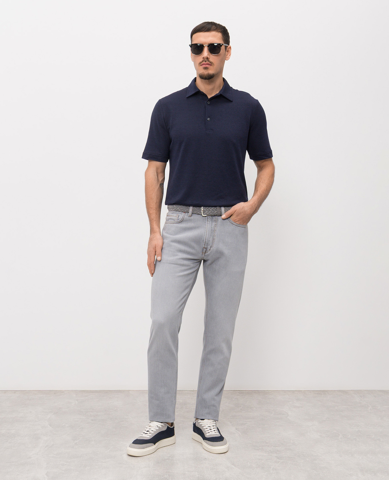 

Grey jeans with logo patch ISAIA