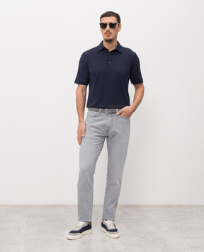 ISAIA Grey jeans with logo patch PND005DJ127