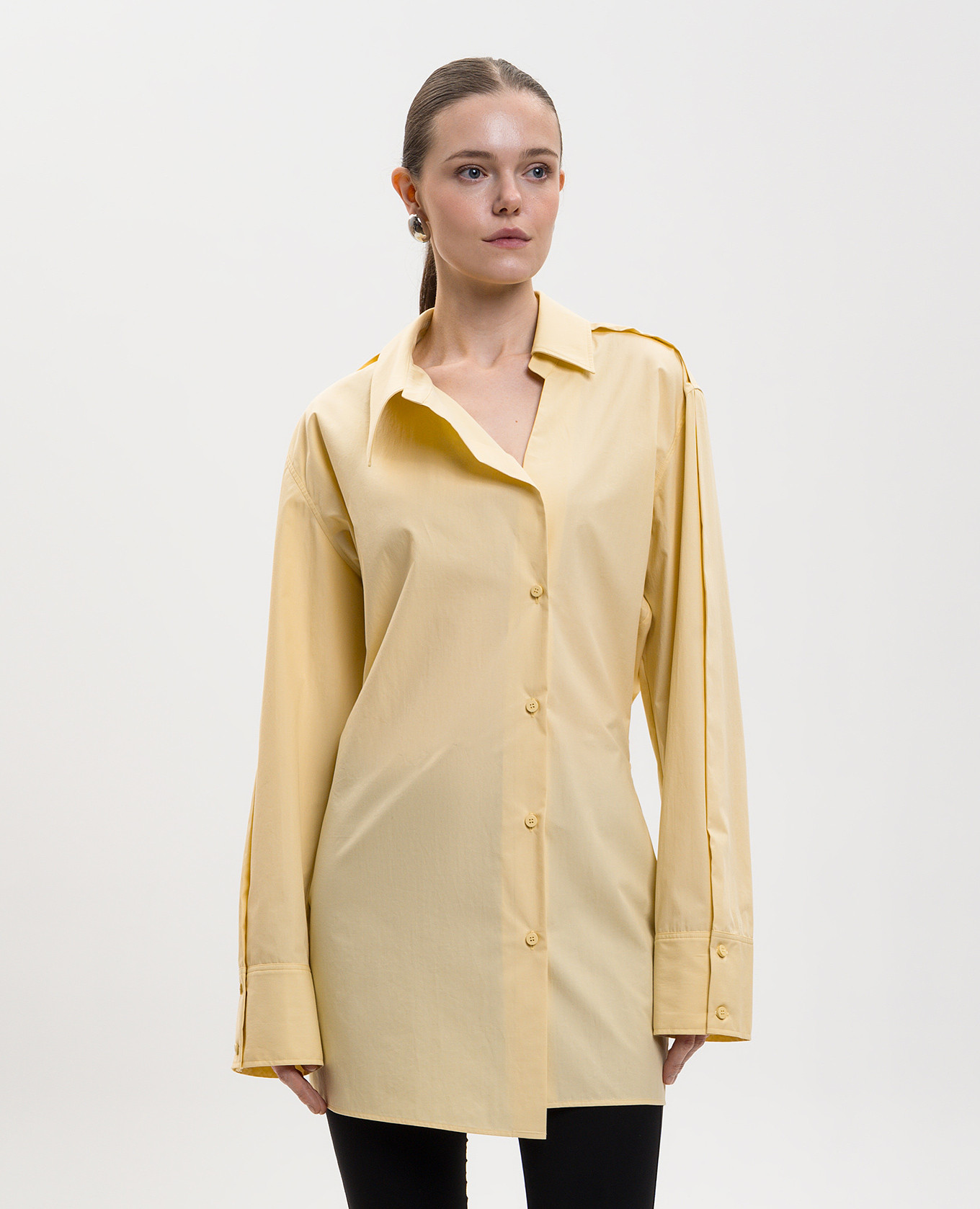 Yellow shirt dress with logo The Attico 3
