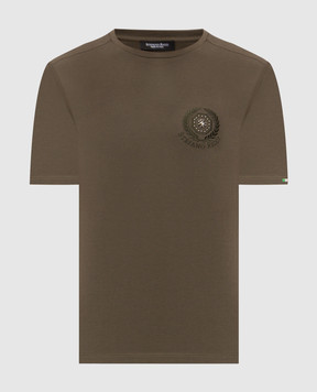 Stefano Ricci Khaki T-shirt with embroidered logo MNH6305410803