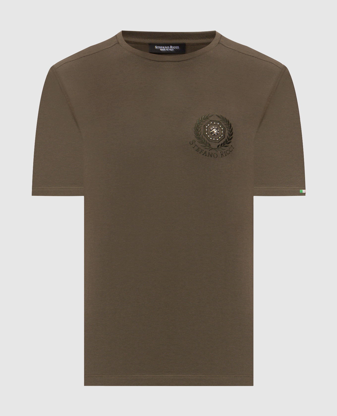 Khaki T-shirt with embroidered logo