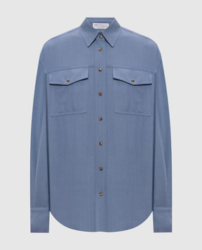 Brunello Cucinelli Blue shirt with linen MH126NE406